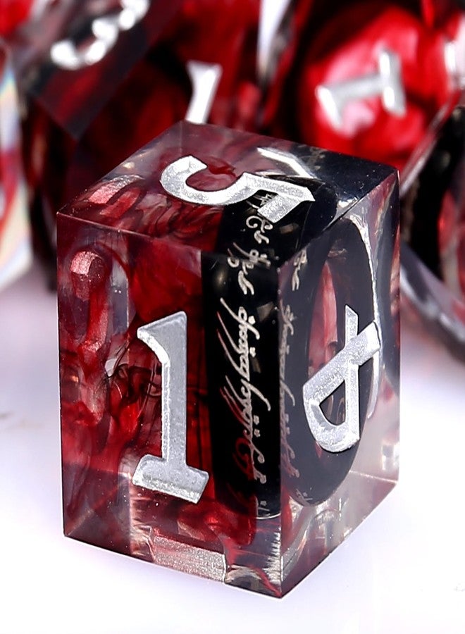 Maywin DND Dice Set Sharp Edge Resin Dice with Box, Black Ring Inclusion D&D Polyhedral Resin Dice Set for Role Playing Games - Image 2
